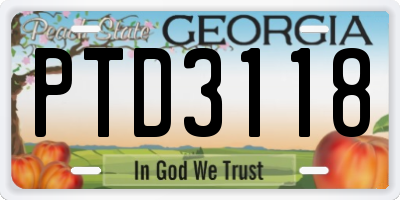 GA license plate PTD3118