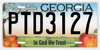 GA license plate PTD3127