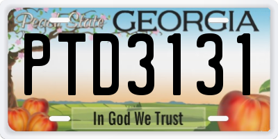 GA license plate PTD3131