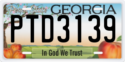 GA license plate PTD3139