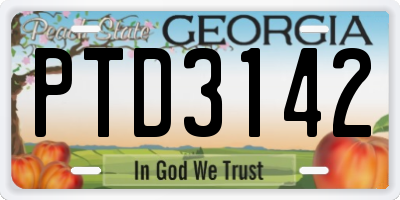 GA license plate PTD3142