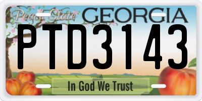 GA license plate PTD3143