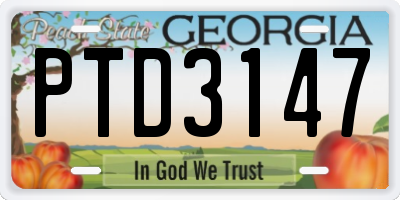 GA license plate PTD3147