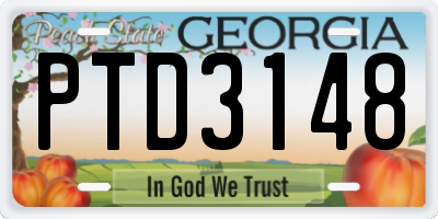 GA license plate PTD3148