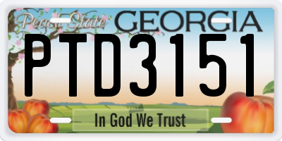GA license plate PTD3151