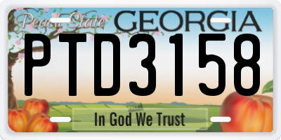 GA license plate PTD3158