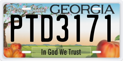 GA license plate PTD3171