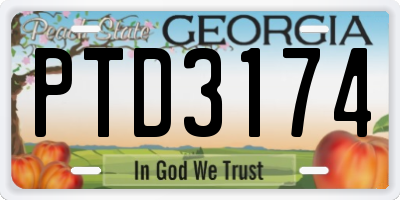 GA license plate PTD3174
