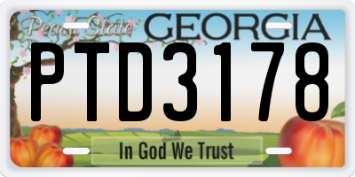 GA license plate PTD3178