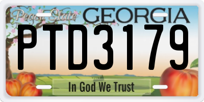 GA license plate PTD3179