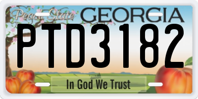 GA license plate PTD3182