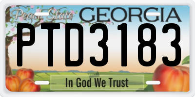 GA license plate PTD3183