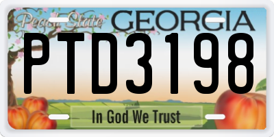 GA license plate PTD3198