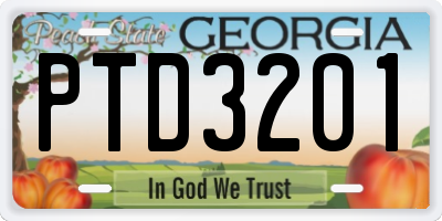 GA license plate PTD3201