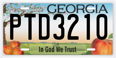 GA license plate PTD3210