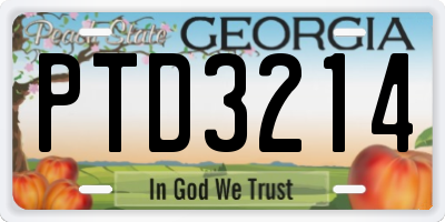GA license plate PTD3214
