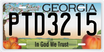 GA license plate PTD3215