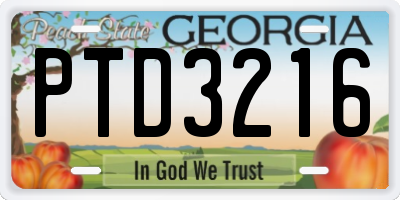 GA license plate PTD3216