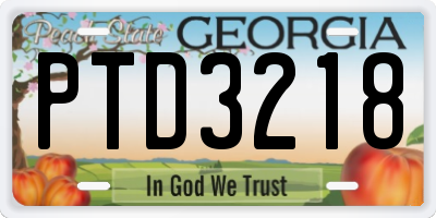 GA license plate PTD3218
