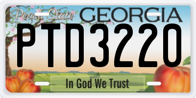 GA license plate PTD3220