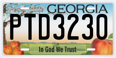 GA license plate PTD3230