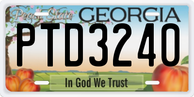 GA license plate PTD3240