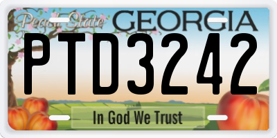 GA license plate PTD3242