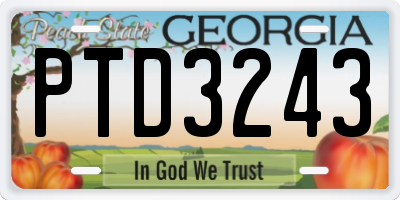 GA license plate PTD3243