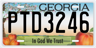 GA license plate PTD3246