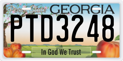 GA license plate PTD3248
