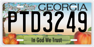 GA license plate PTD3249