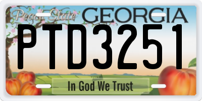 GA license plate PTD3251