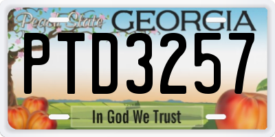 GA license plate PTD3257
