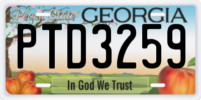 GA license plate PTD3259