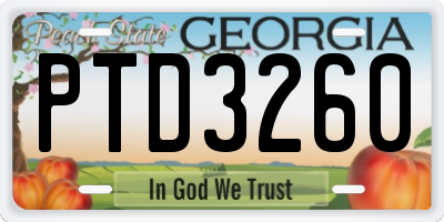 GA license plate PTD3260