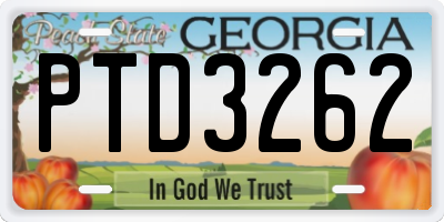 GA license plate PTD3262