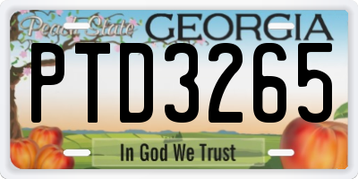 GA license plate PTD3265