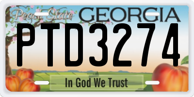 GA license plate PTD3274