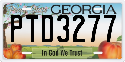 GA license plate PTD3277