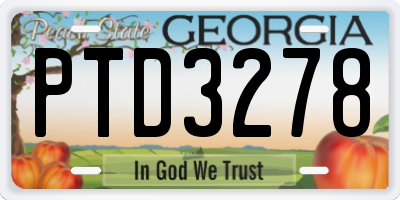 GA license plate PTD3278