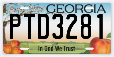 GA license plate PTD3281