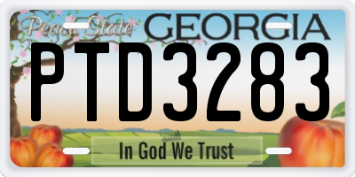 GA license plate PTD3283