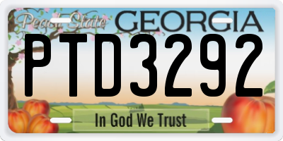 GA license plate PTD3292