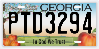 GA license plate PTD3294