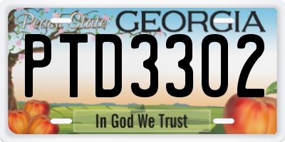 GA license plate PTD3302