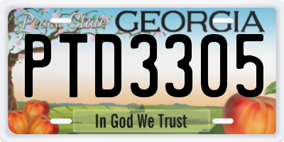 GA license plate PTD3305