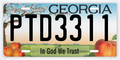 GA license plate PTD3311