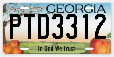 GA license plate PTD3312