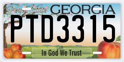 GA license plate PTD3315