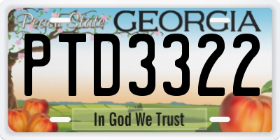 GA license plate PTD3322